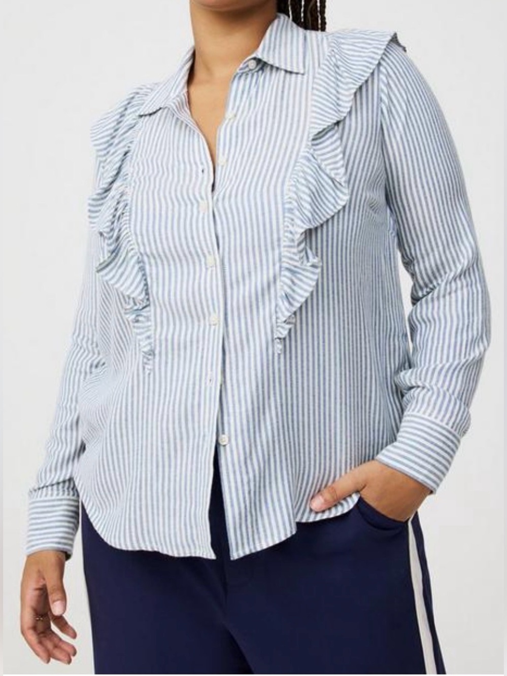 NWT Torrid ruffle front striped button down shirt, Torrid size 3, 3X